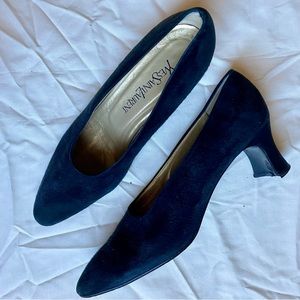 Vintage ‘70s Yves Saint Laurent Black Suede Pumps